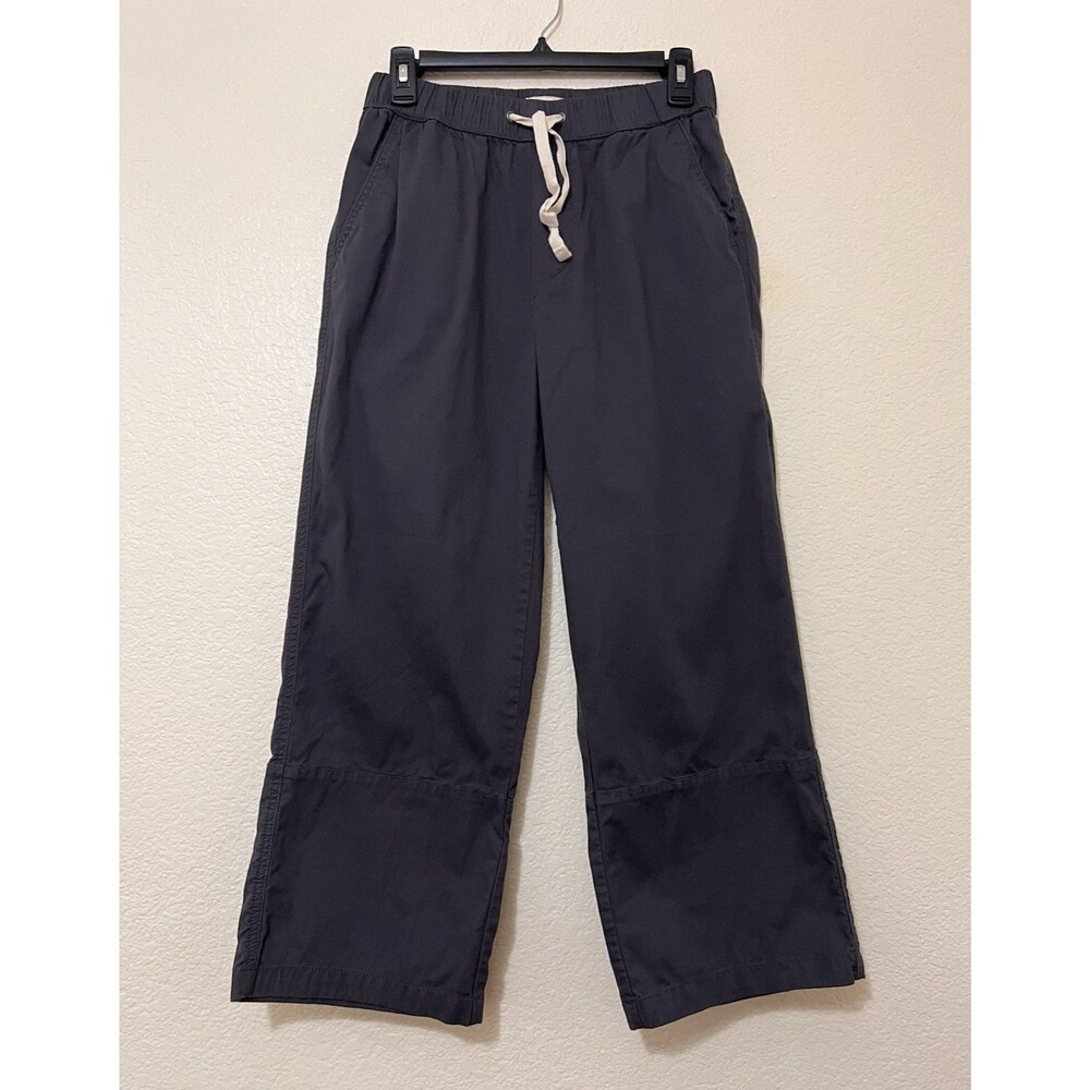 PACT Dark Gray Daily Twill Crop Pants Organic Cotton Drawstring Elastic Waist S